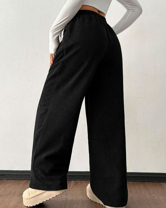 Pantalon Cordon De Serrage Velours Côtelé Long