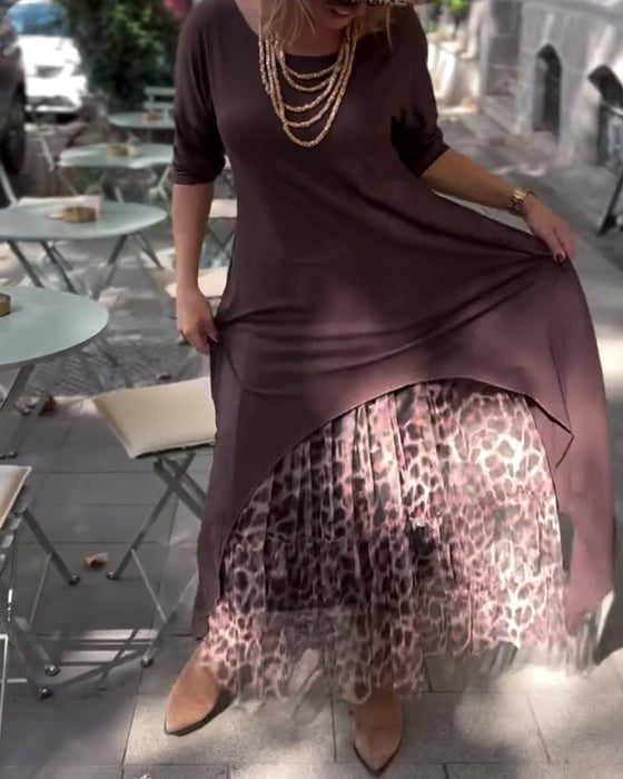 Robe À Manches Longues De Couleur Unie Irrégulière