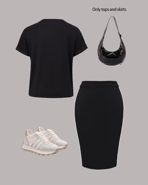 Ensemble Rayé Décontracté Sport Jupe