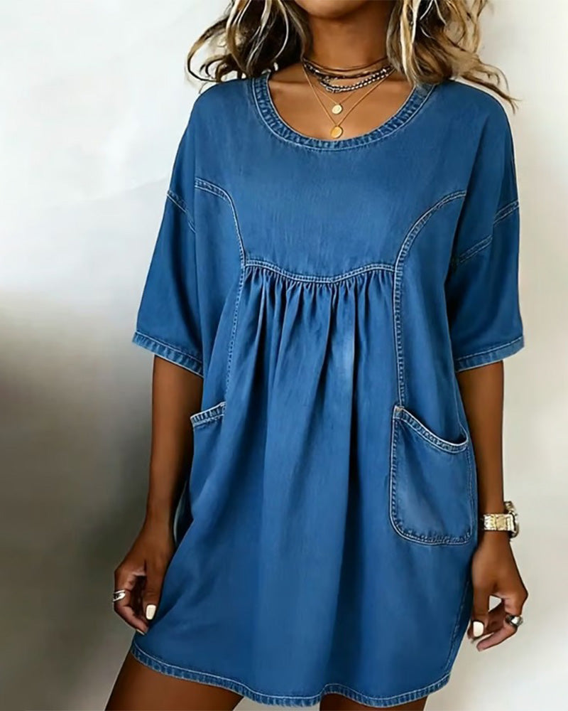 Robe Col Rond Poche