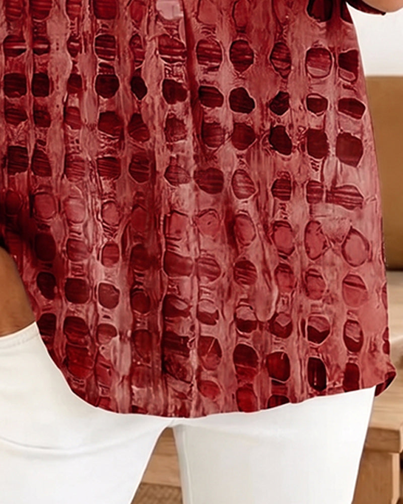 Blouse Imprimé Pois Bouton Demi-Patron