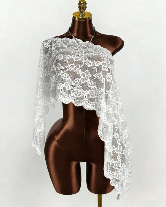 Cover-Ups Sheer Dentelle Manches Longues