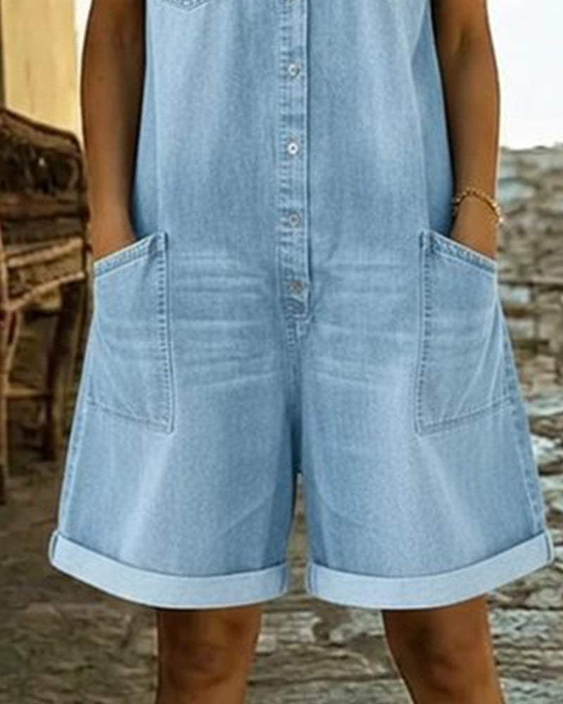 Combinaison Court Manche Denim