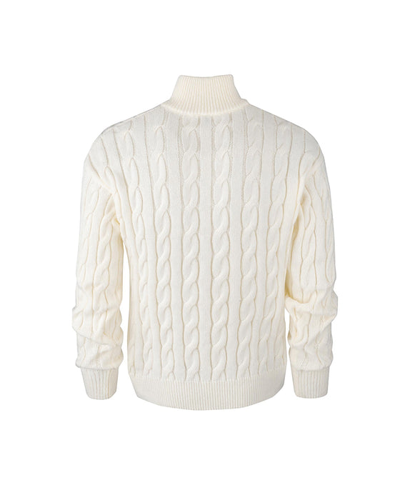 Pull Homme Unie Tressé Fermeture Éclair