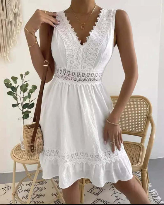 Robe Unie Dentelle Dos Nu