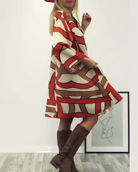 Robe imprimée design col rond