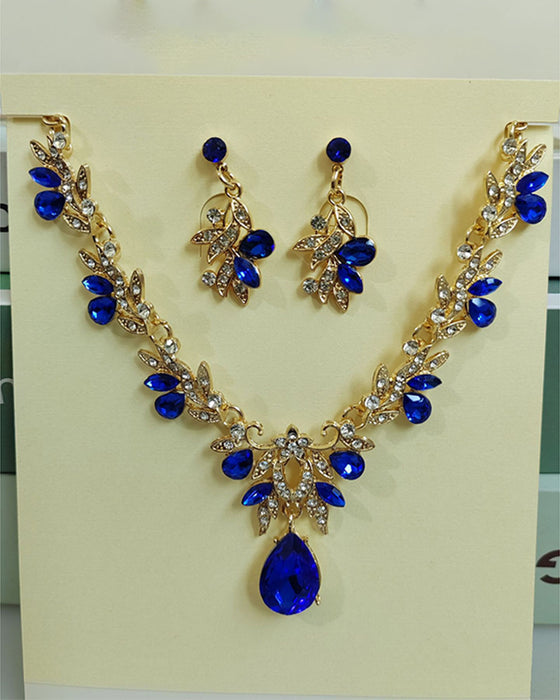 Collier Pendeloque En Larme Scintillant Et Boucles D'oreilles Ensemble