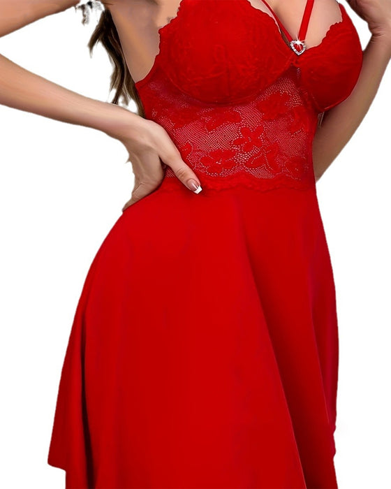 Nuisette Sexy En Dentelle À Bretelles