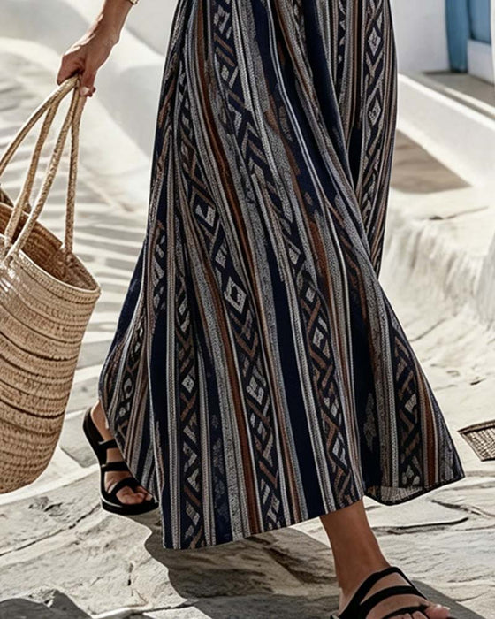 Robe Col Rond Sans Manches Midi
