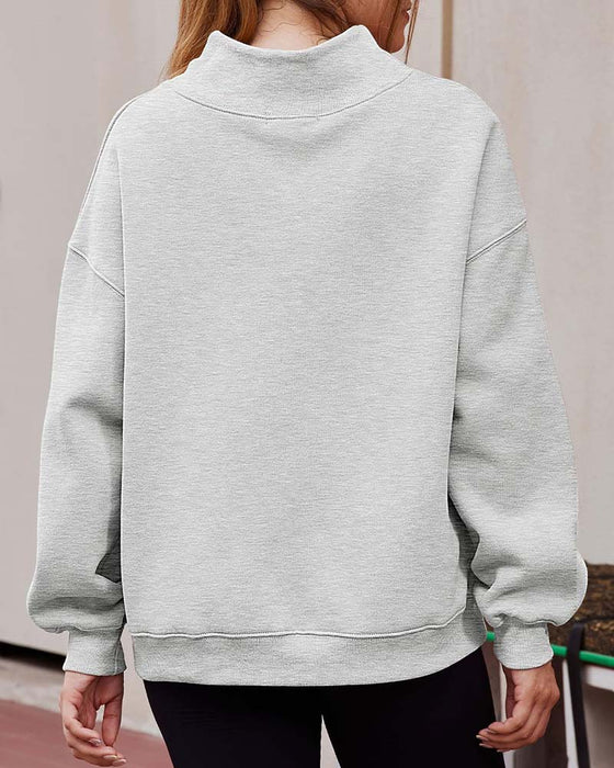 Sweatshirt Épaule Tombante Unie Manches Longues