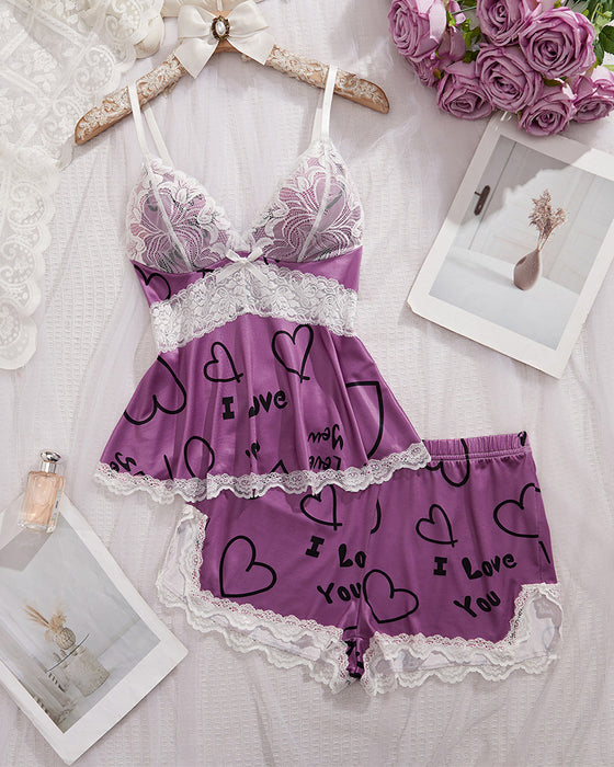 Ensemble Dentelle Patchwork Sexy Pyjama