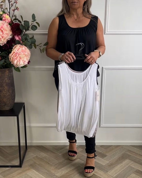 Débardeur Sans Manches Uni Plissé