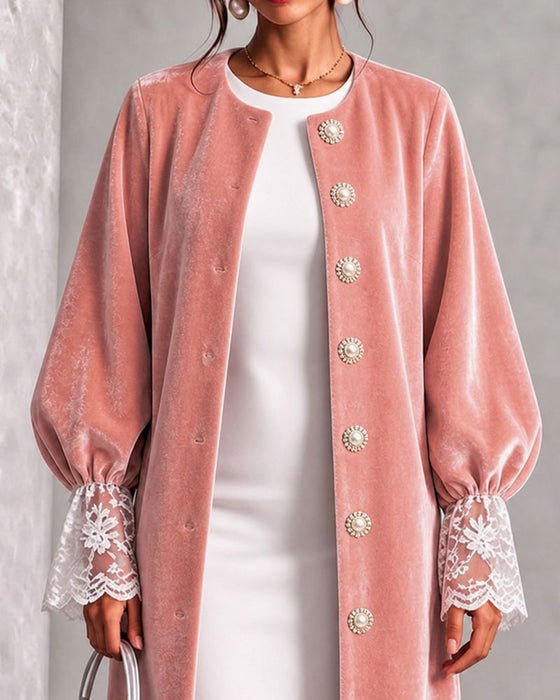 Veste Patchwork Manche Bouton Tendance