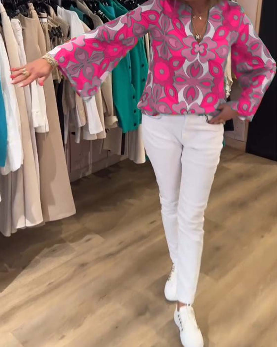 Blouse imprimée ample et polyvalente