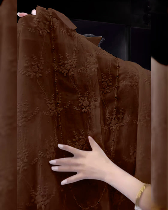 Chemise Uni Brodée Épaules Tombées