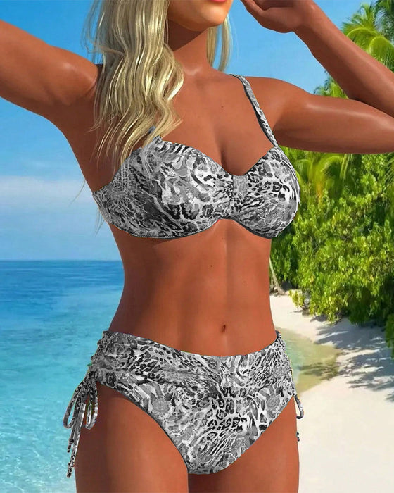 Maillot de Bain en Deux Pièces Accrocheur avec Motif Léopard