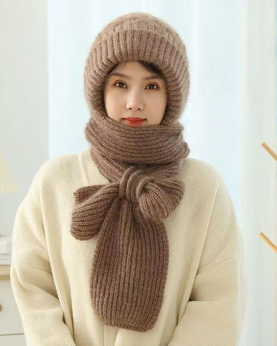 Hiver Polyvalent Tricoté À Capuche Écharpe Pour Femmes