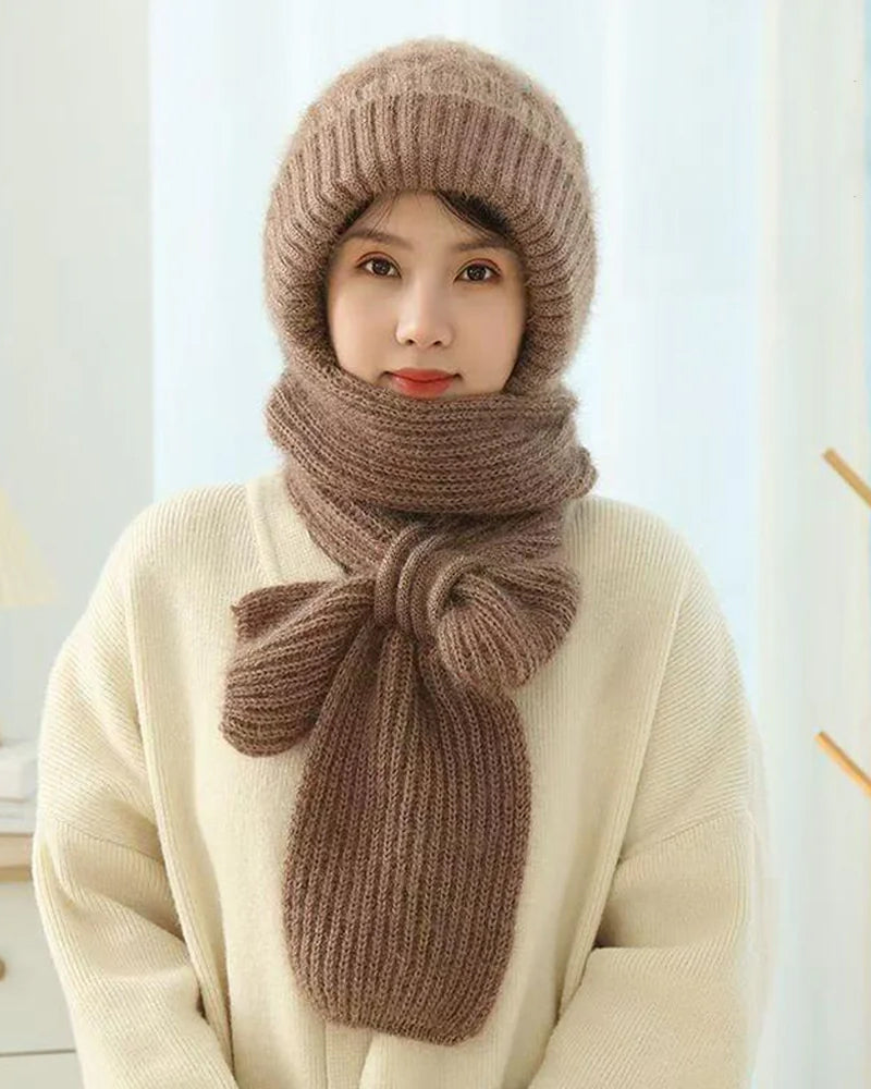 Hiver Polyvalent Tricoté À Capuche Écharpe Pour Femmes