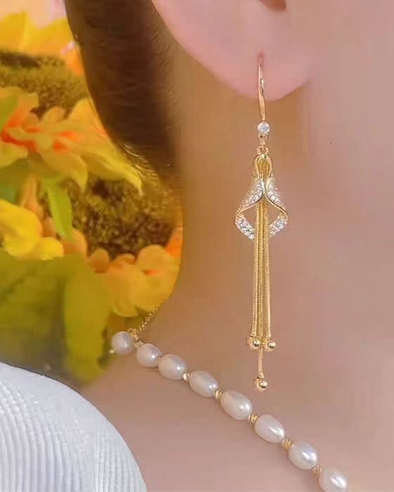 ✨ Boucles D'oreilles Élégantes Franges En Forme De Diamant 💎
