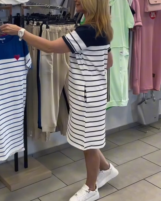 Robe Col Rond Décontracté Rayé