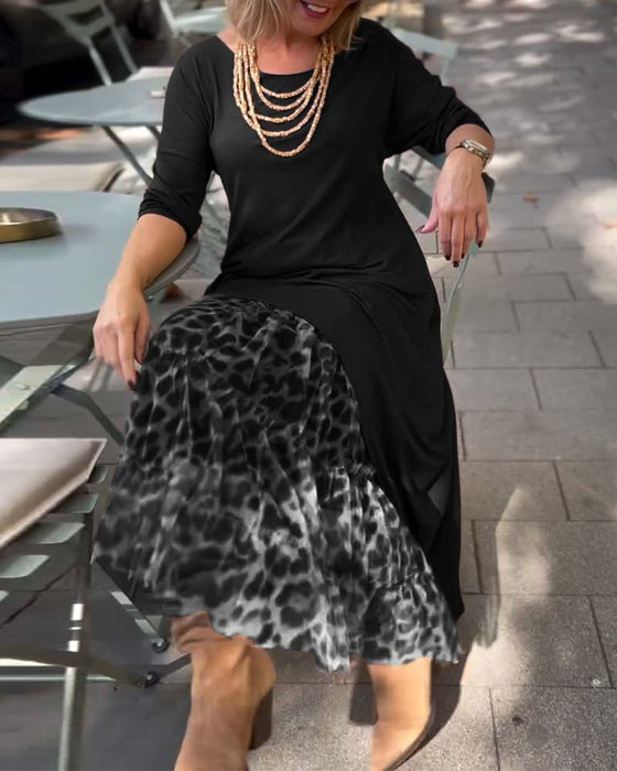 Robe À Manches Longues De Couleur Unie Irrégulière