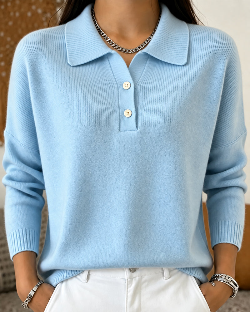 Pullover Demi-Patte Bouton Décontracté