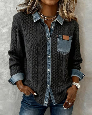 Chemise Manches Longues À Patchwork Jean