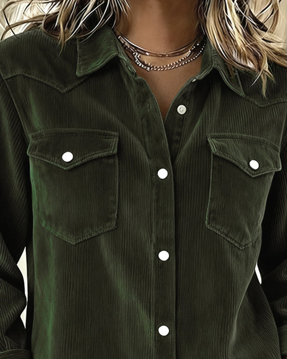 Chemise À Manches Longues À Revers Et Boutonnée