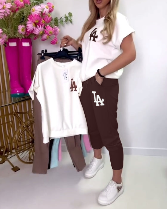 Set Pantalons Skinny Sportifs À Imprimé Lettres