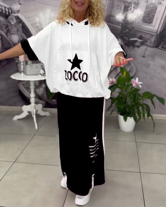 Ensemble À Capuche Cordon Jupe Imprimée