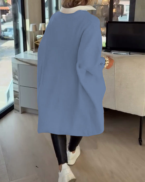 Pull Avec Caractéristiques Col V, Boutonné Et Asymétrique