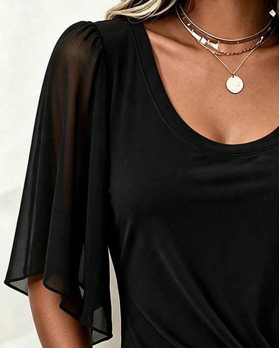 Blouse Col U Unie Décontractée