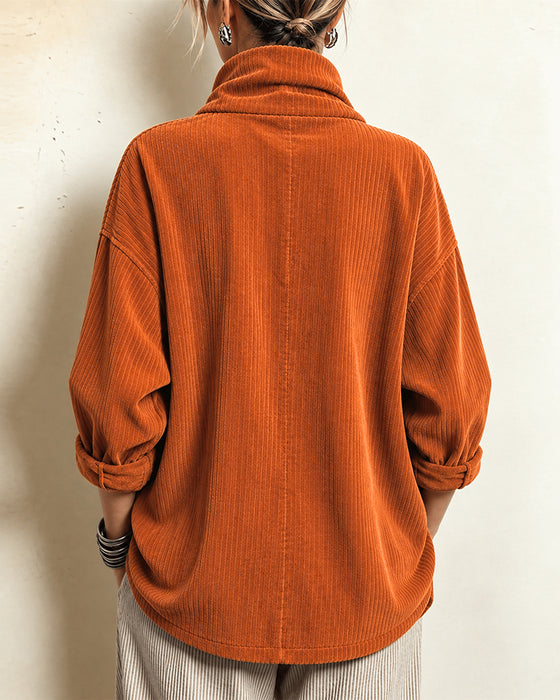 Manteau Col Haut Bouton Asymétrique