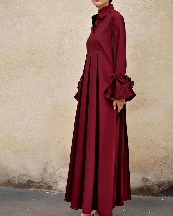 Robe Mode Col Chemise Évasé