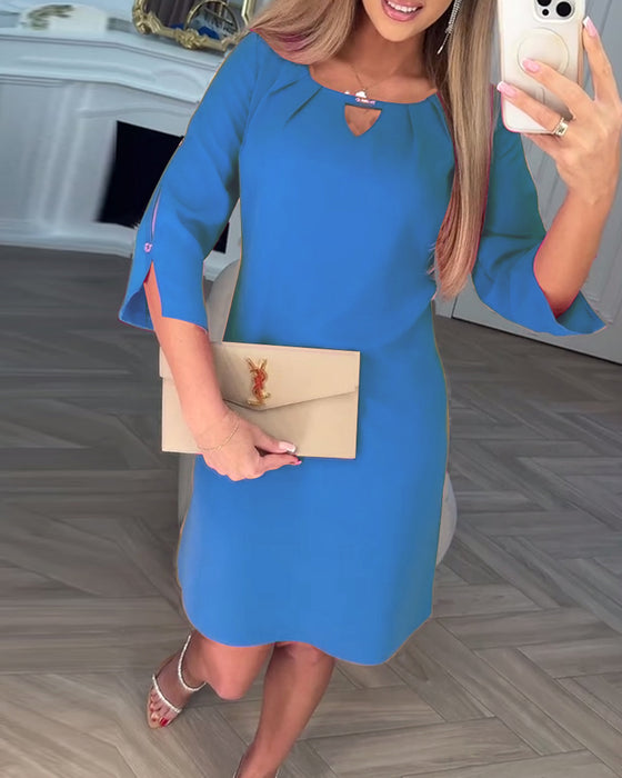 Robe Élégante Unie Ajourée Droite