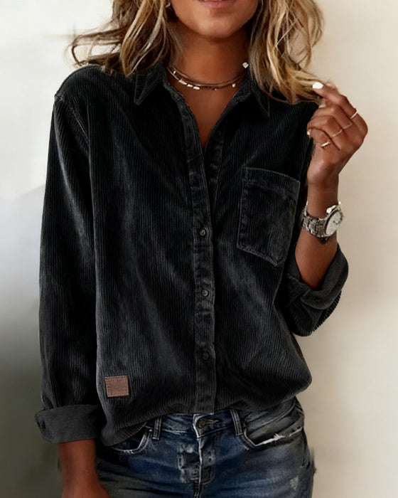 Chemise Tendance Velours Côtelé Revers