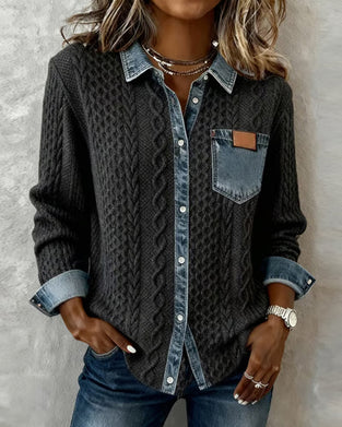 Chemise Manches Longues À Patchwork Jean