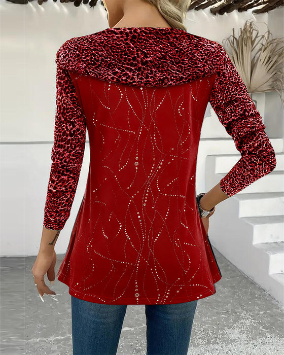 Haut À Manches Longues À Imprimé Léopard