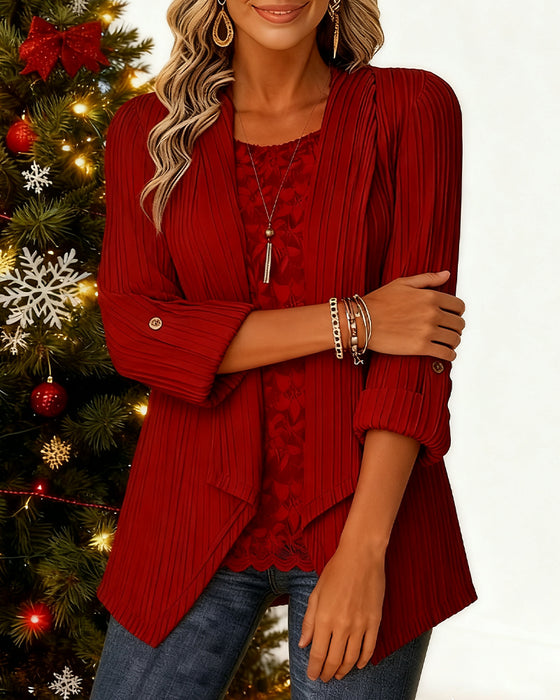 Haut Côtelé À Fausse Deux-Pièces Et Patchwork