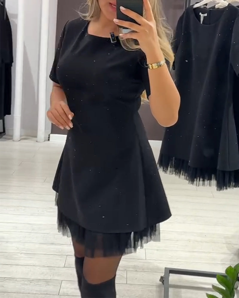 Robe élégante en patchwork de maille scintillante