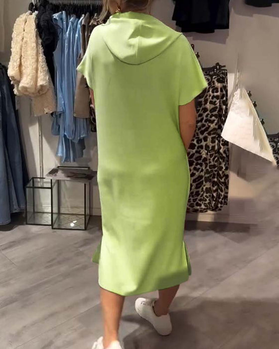 Robe À Capuche Décontractée Cordon