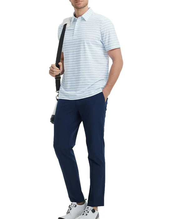 T-Shirt Col Bleu Et Blanc Fine Rayure