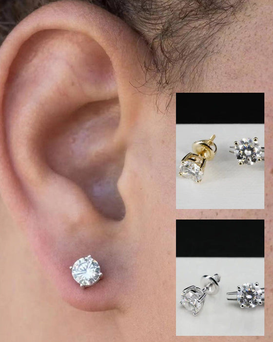 Boucles d'oreilles à tige rondes classiques en zircon