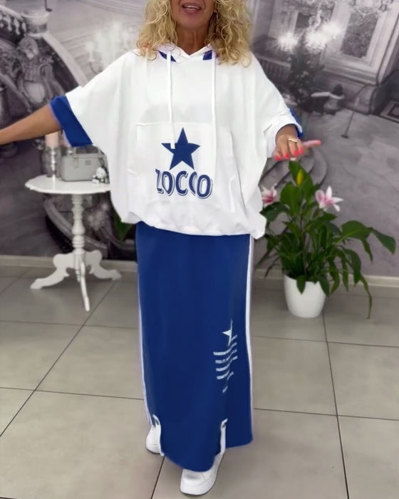 Ensemble À Capuche Cordon Jupe Imprimée