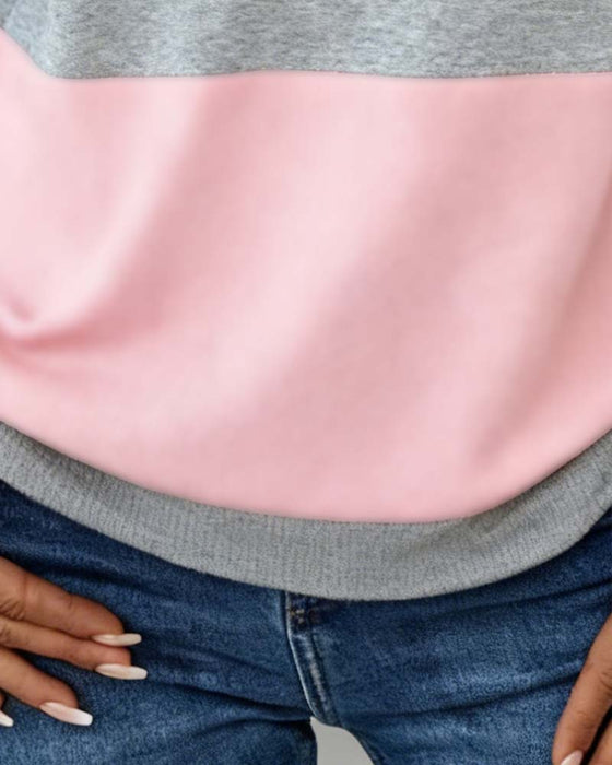 Sweat À Manches Longues À Demi-Fermeture Éclair Et Coloris En A-Plat