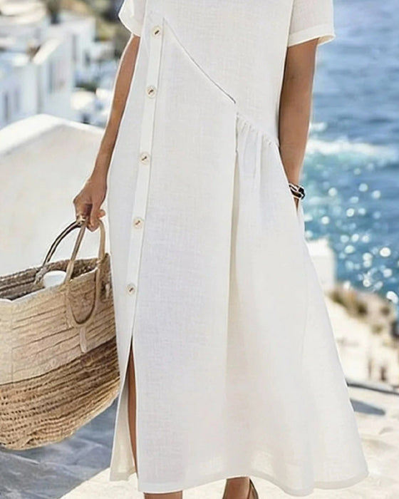Robe Bouton Décor Décontractée
