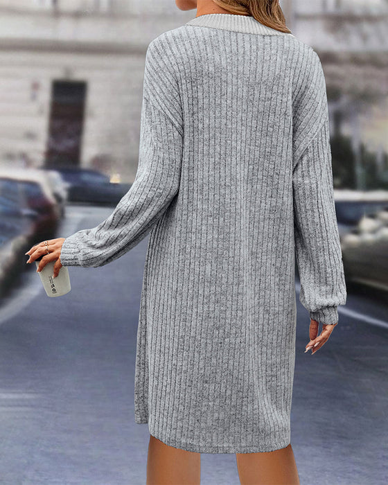 Robe couleur unie col rond