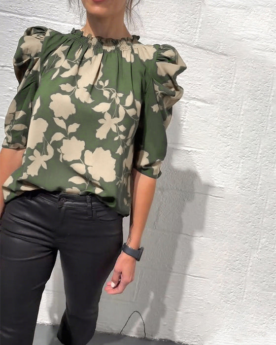 Blouse Manche Bouffante Volant