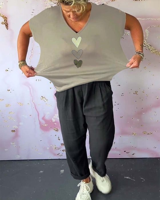 Blouse love manches courtes col V