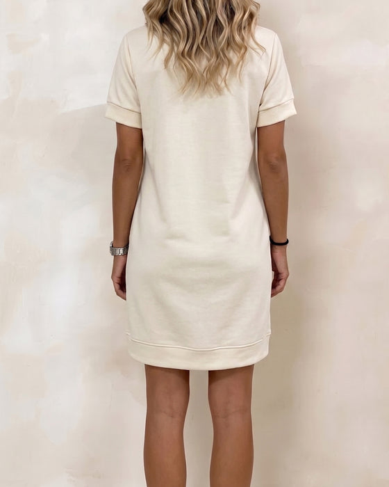 Robe Mode Col En V Manches Courtes